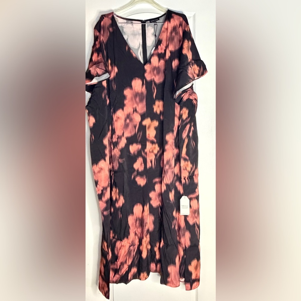 Universal Standard Maxi Dress Black and Orange Floral, 6X (3XL, 34-36)